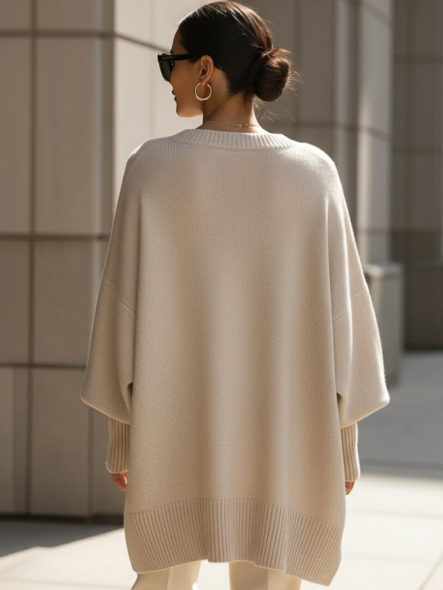 Oversized Wool Blend Oversized Ribbed Knit Jumper
