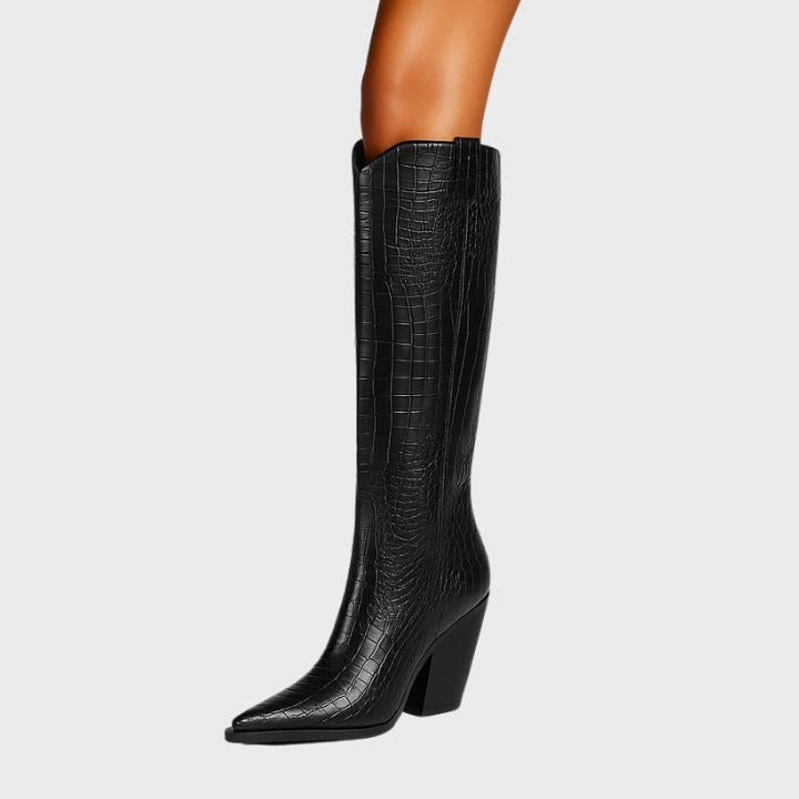 Women's Croc-Embossed Knee-High Boot