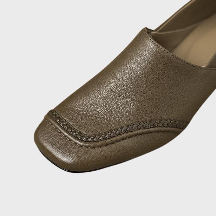 Women's Textured Square Toe Low Block Heel Slip-On