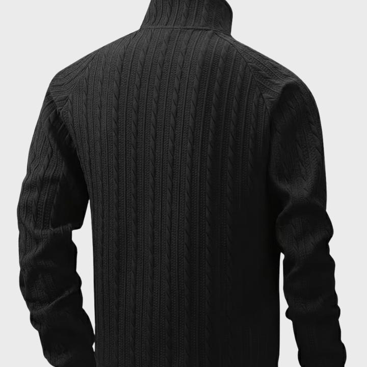 Men's Casual Solid Color High-Stretch Quarter-Zip Cable Knit Jumper