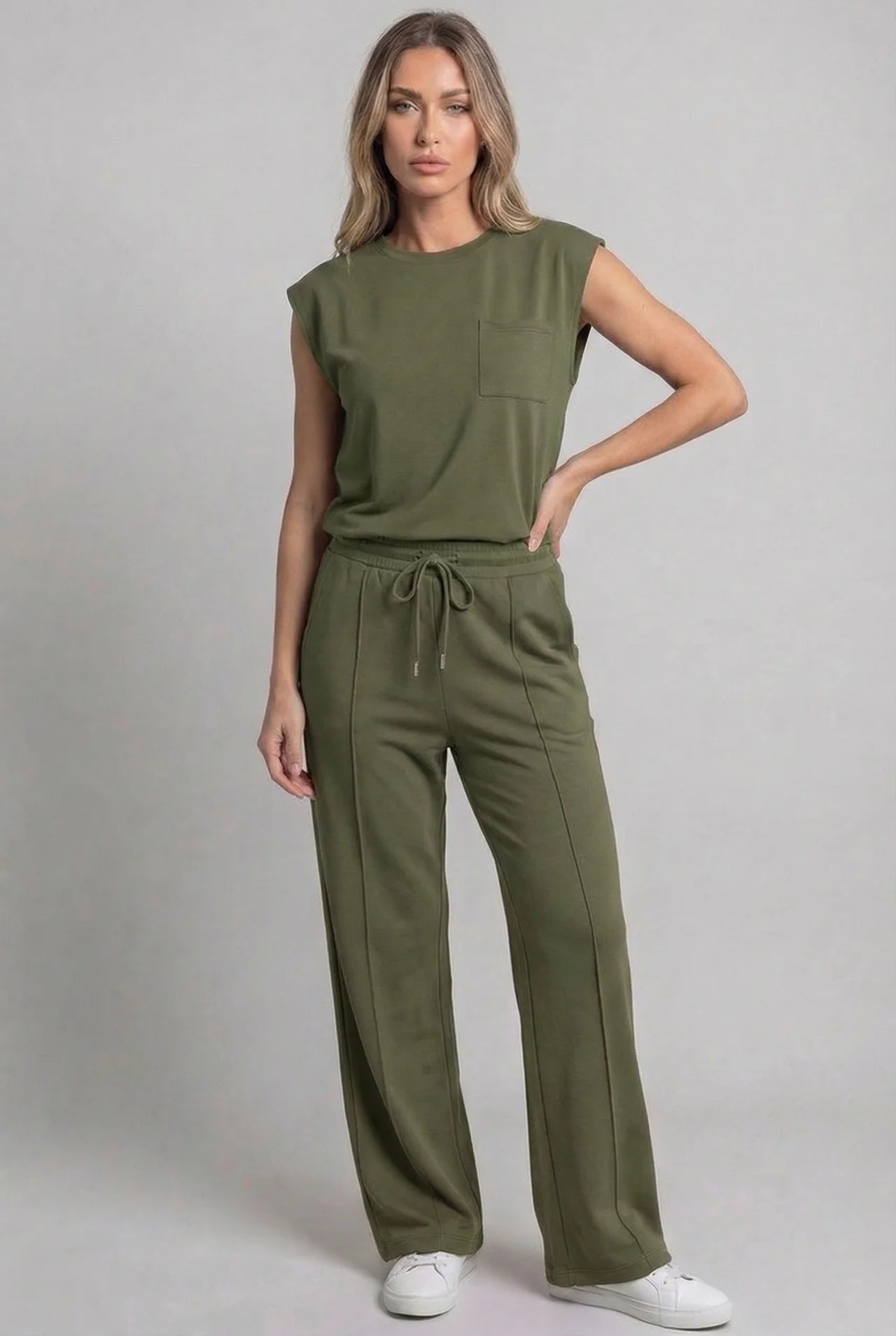 Wide Leg Drawstring Co-Ord Set Women