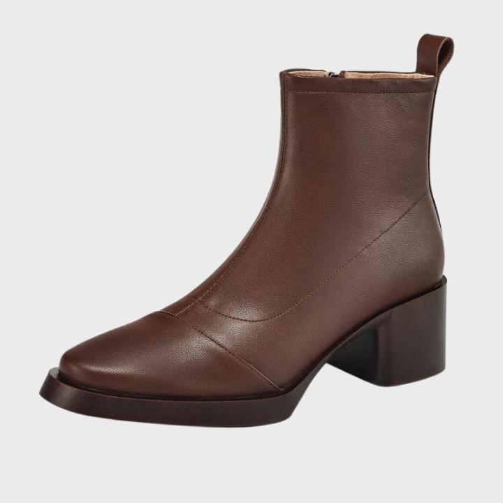 Women's Mid Shaft Structured Block Heel Boot