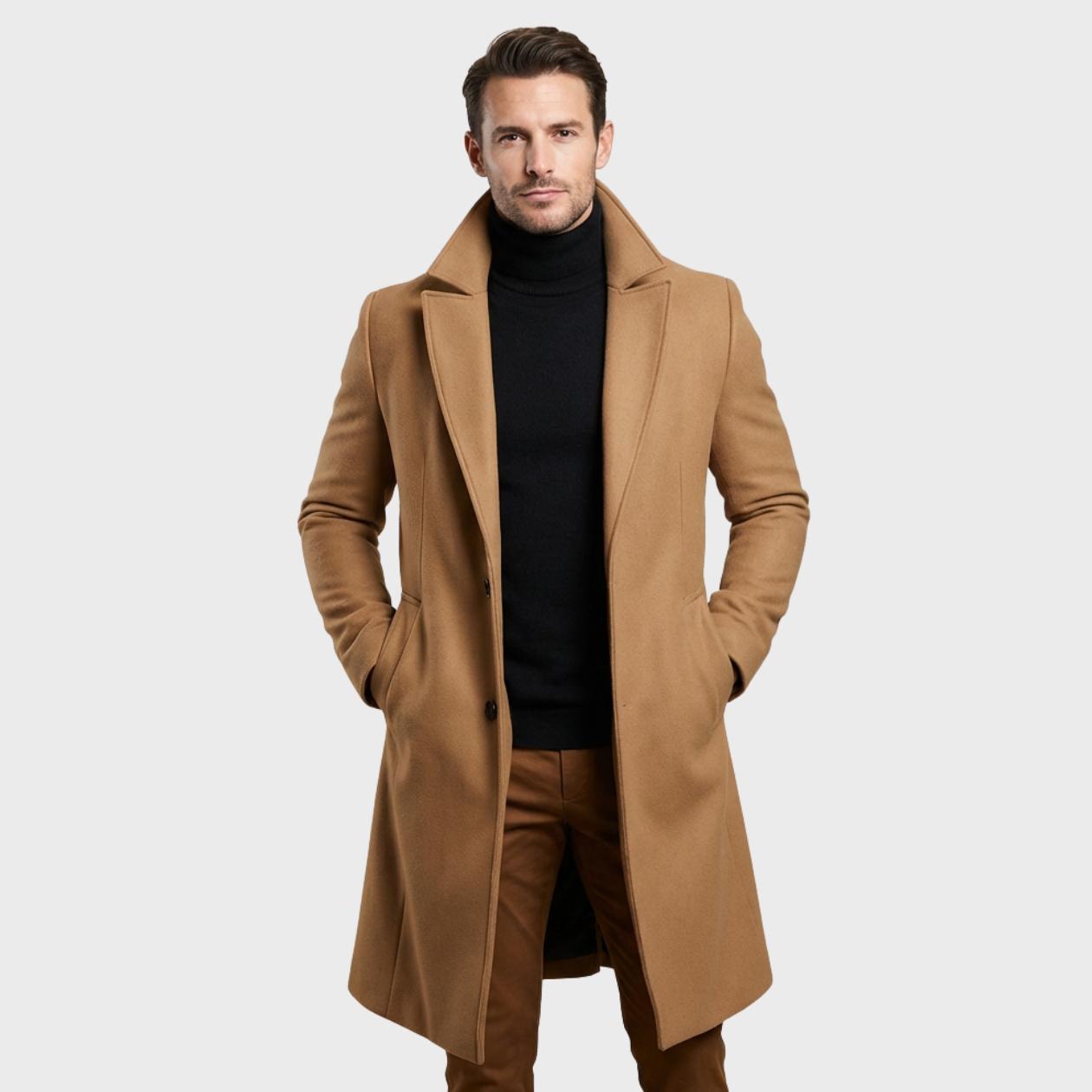 Men’s Formal Slim-Fit Tailored Long Coat