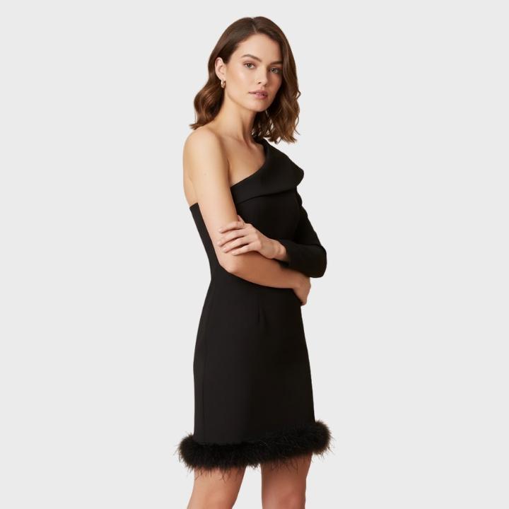 Women's Black One-Shoulder Mini Dress