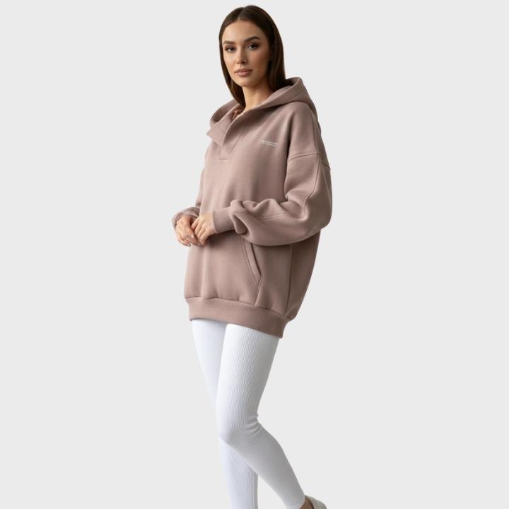 Women's Oversized V-Neck Cotton Pullover Hoodie