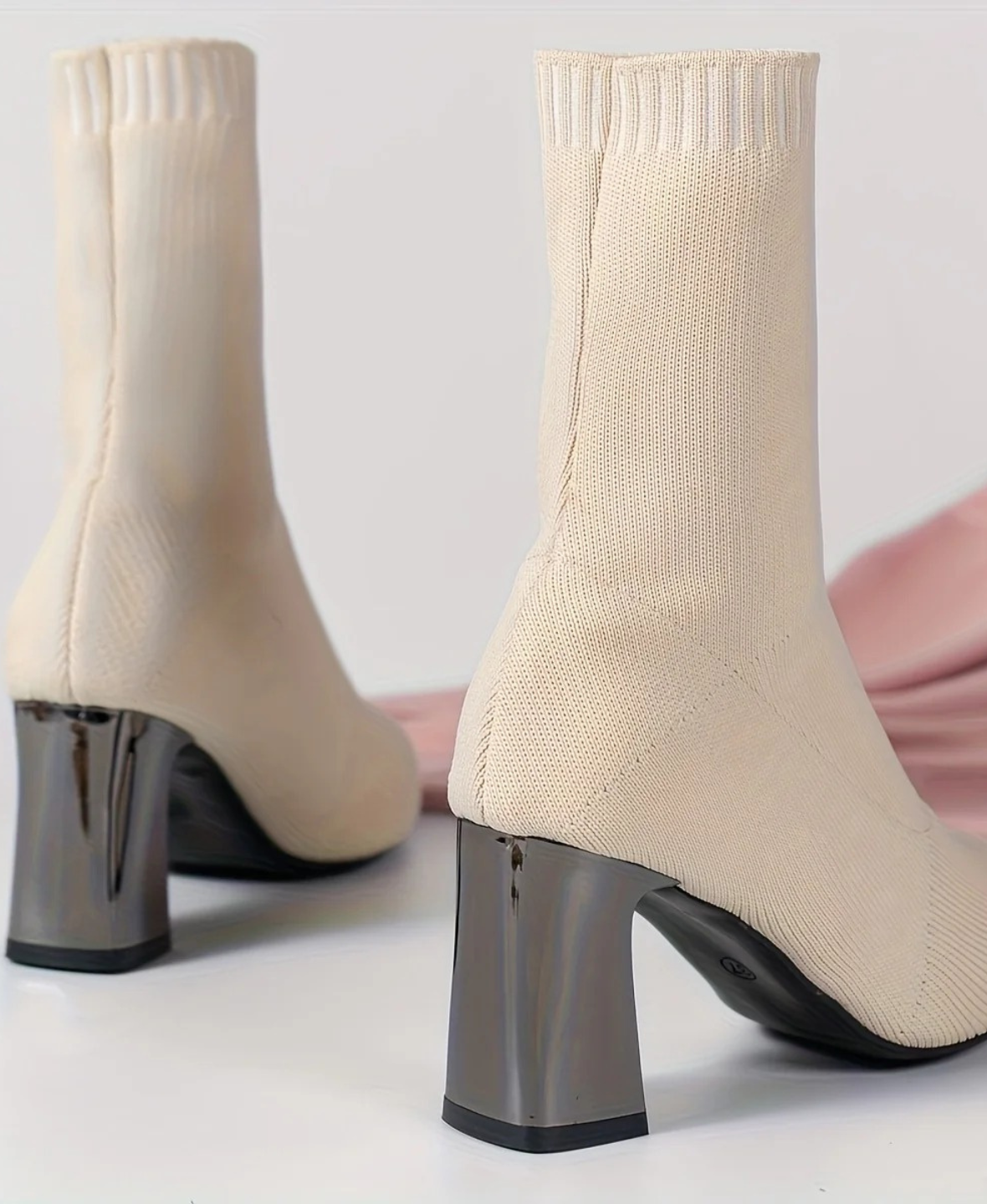 Women’s High Heel Sock Boots Block Heel