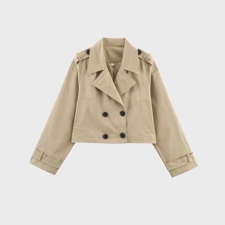 Women's Tailored Double Button Short Trench Jacket