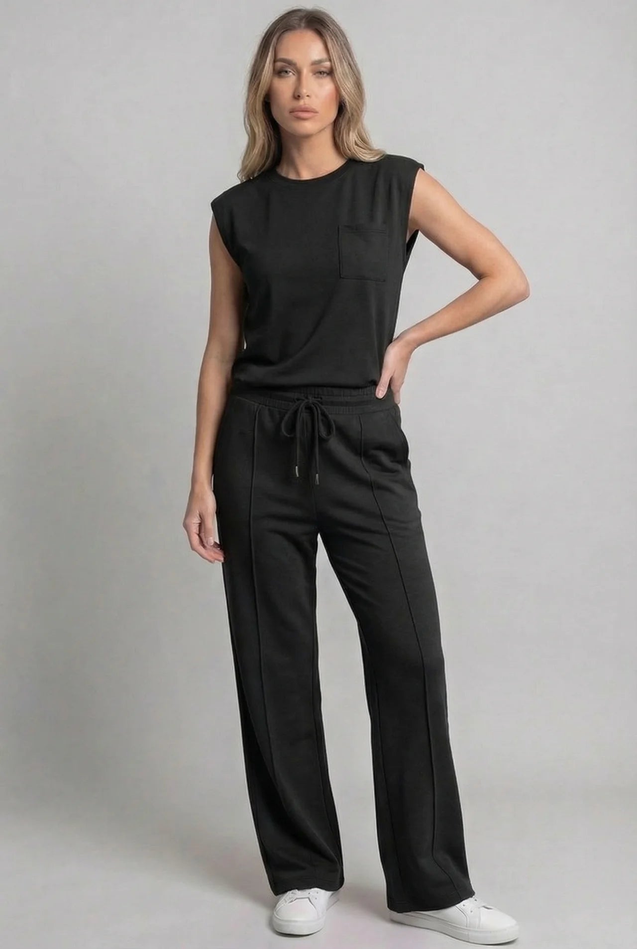 Wide Leg Drawstring Co-Ord Set Women