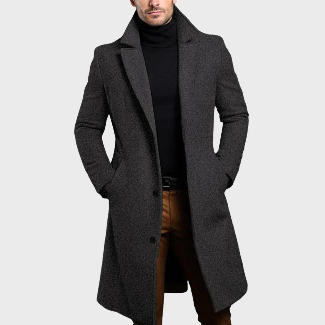 Men’s Formal Slim-Fit Tailored Long Coat