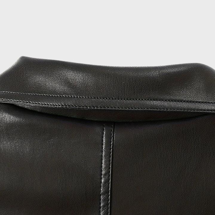 Women's Black Diagonal Zip Short Retro Leather Jacket