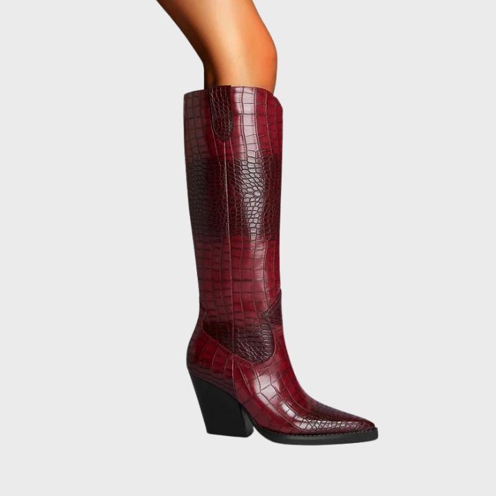 Women's Croc-Embossed Knee-High Boot