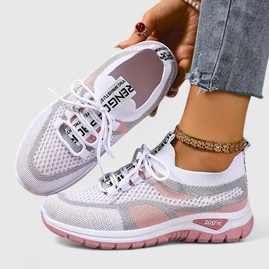 Mesh Knit Cushioned Lace-Up Trainers Women