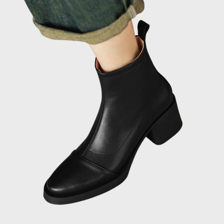 Women's Mid Shaft Structured Block Heel Boot