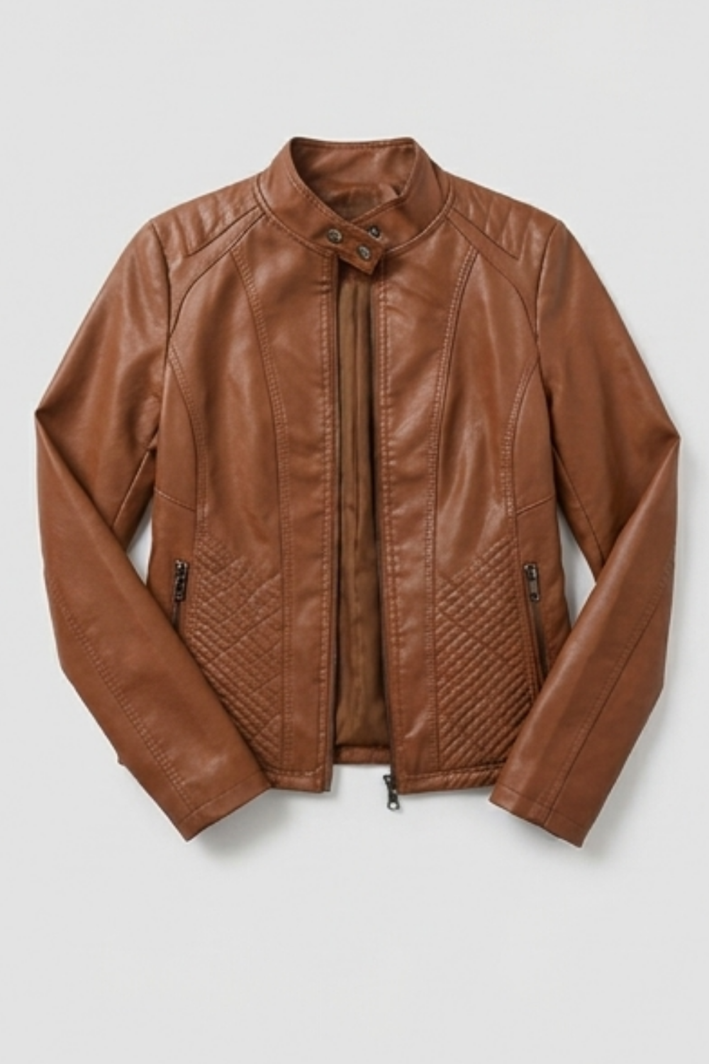 Leather Style Long Sleeve Biker Jacket Women