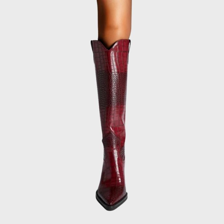 Women's Croc-Embossed Knee-High Boot