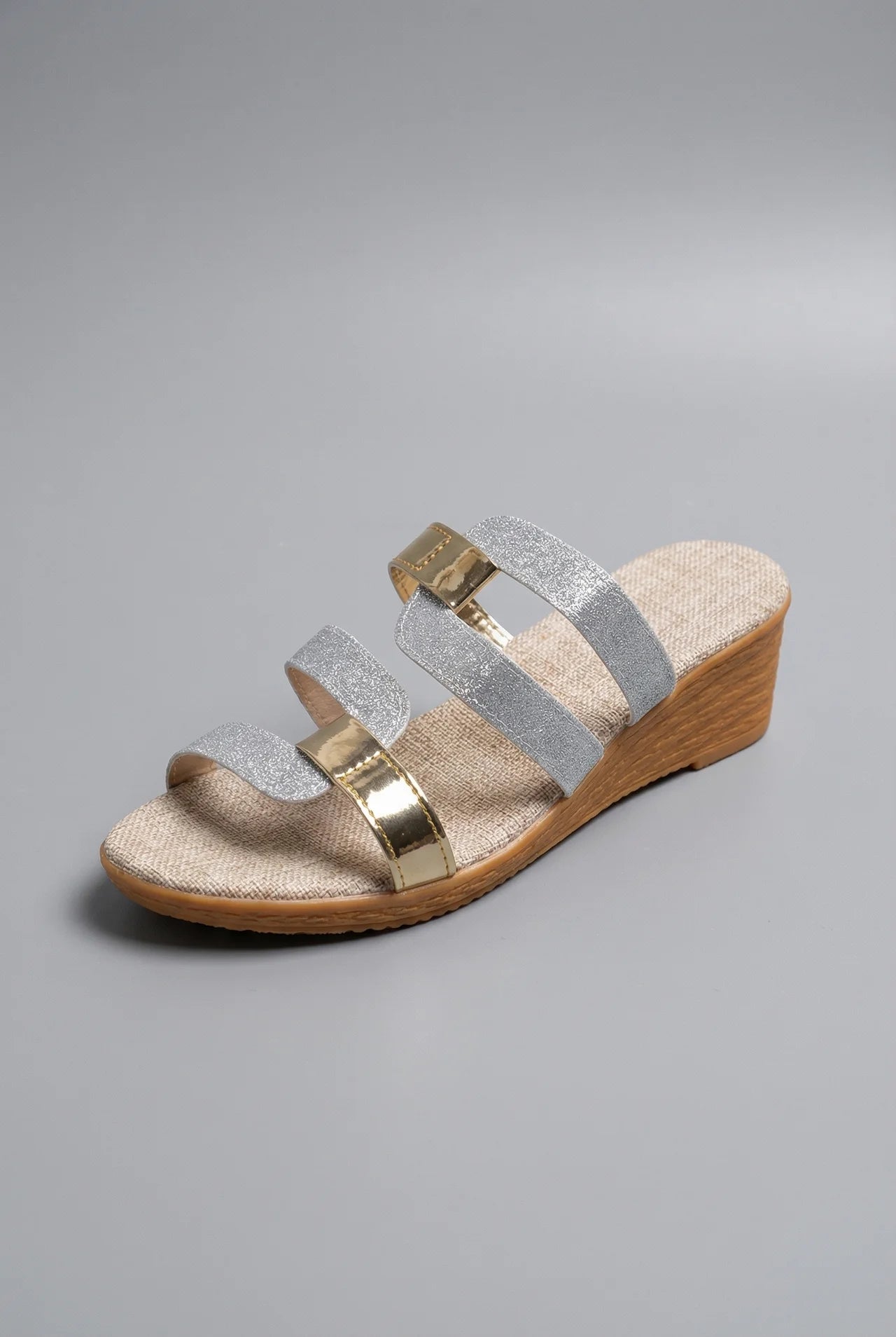 Triple Strap Slip On Comfort Wedge Sandals Women