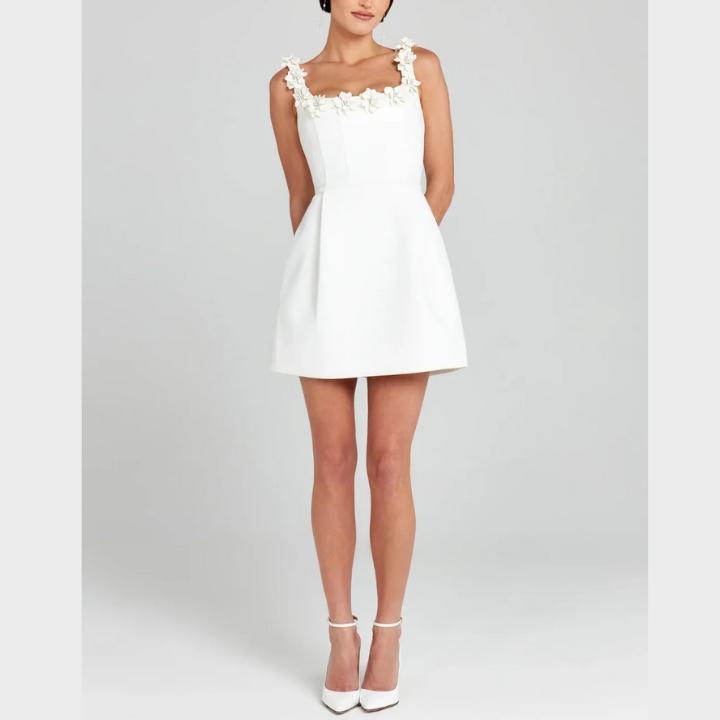 Women's Floral Appliqué Structured Mini Dress