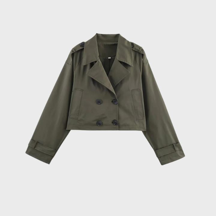 Women's Tailored Double Button Short Trench Jacket