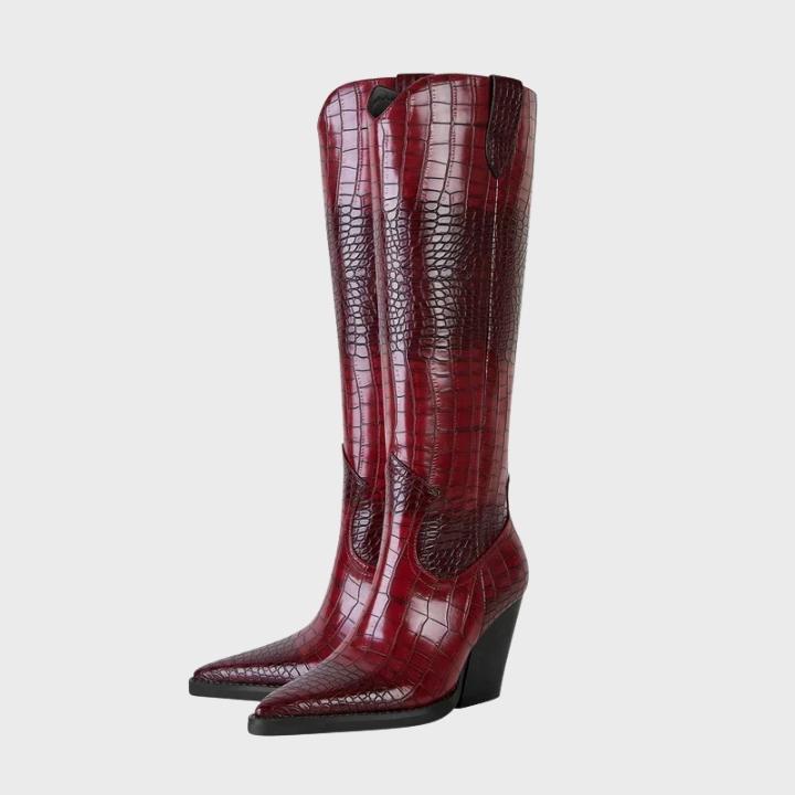 Women's Croc-Embossed Knee-High Boot