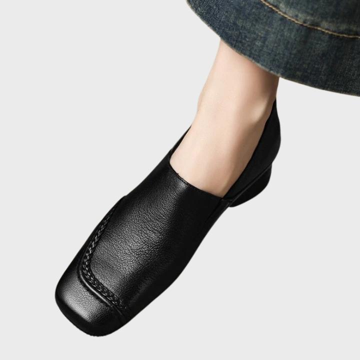 Women's Textured Square Toe Low Block Heel Slip-On
