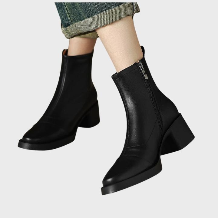 Women's Mid Shaft Structured Block Heel Boot