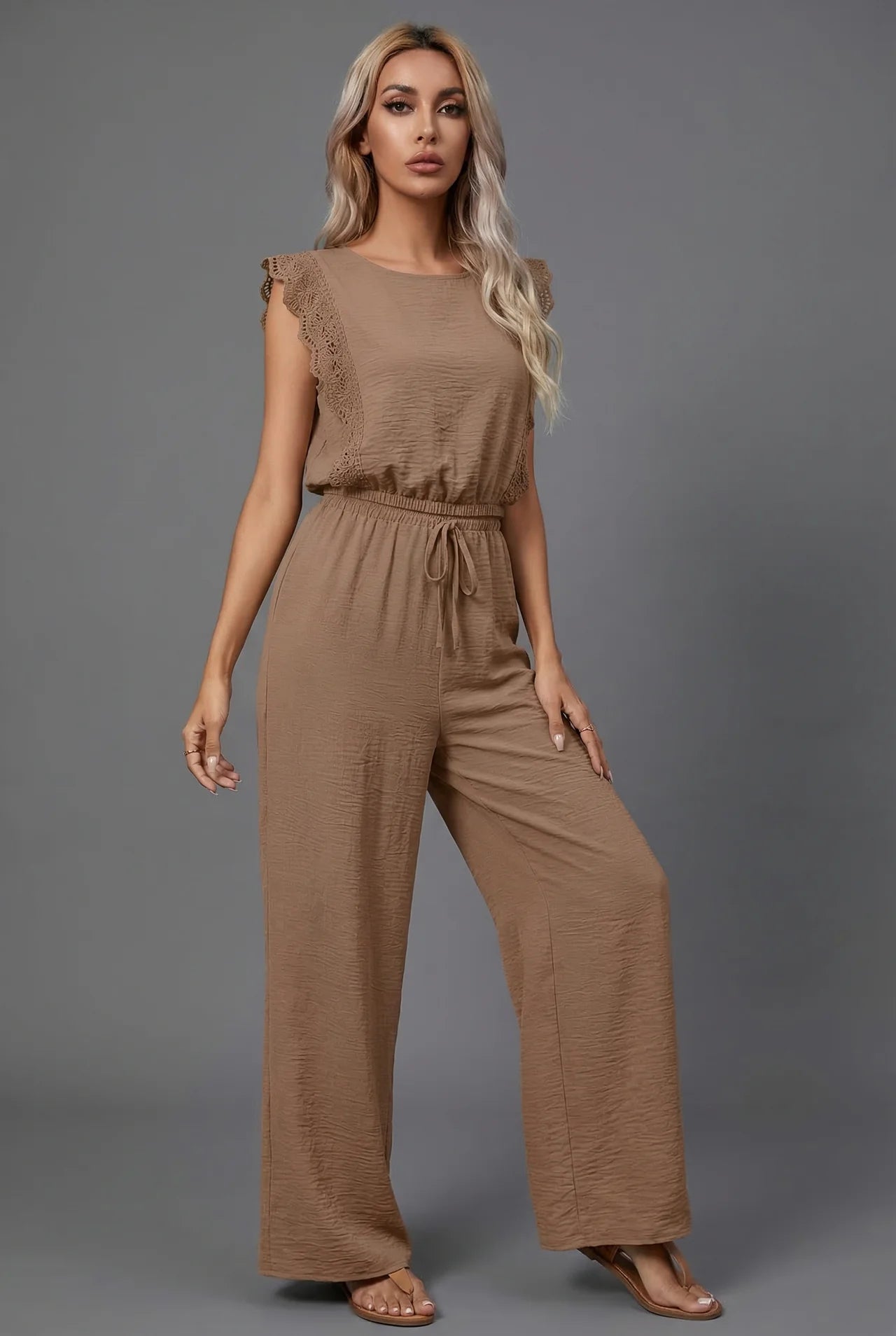 Summer Co-Ord Set Wide Leg Ruffle Sleeve