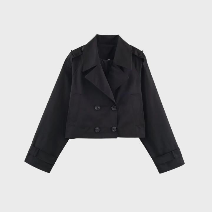 Women's Tailored Double Button Short Trench Jacket