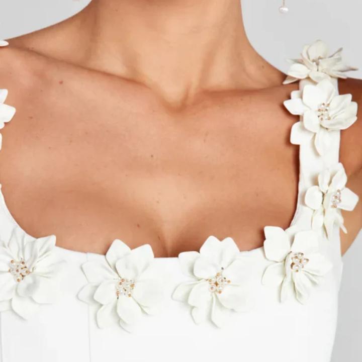 Women's Floral Appliqué Structured Mini Dress