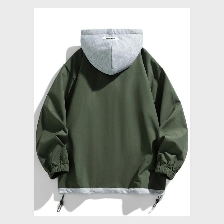 Men's Hooded Windbreaker Jacket Streetwear Style