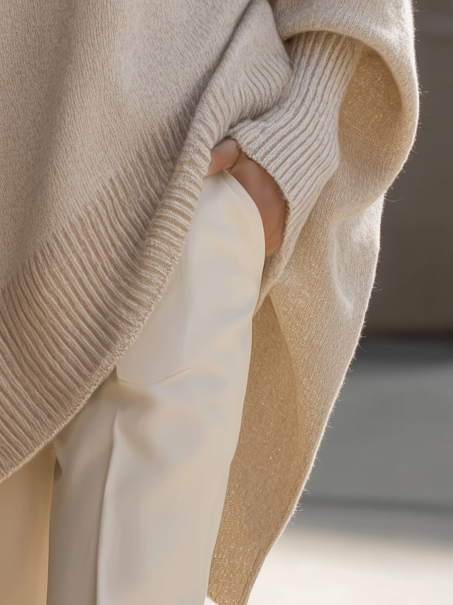 Oversized Wool Blend Oversized Ribbed Knit Jumper