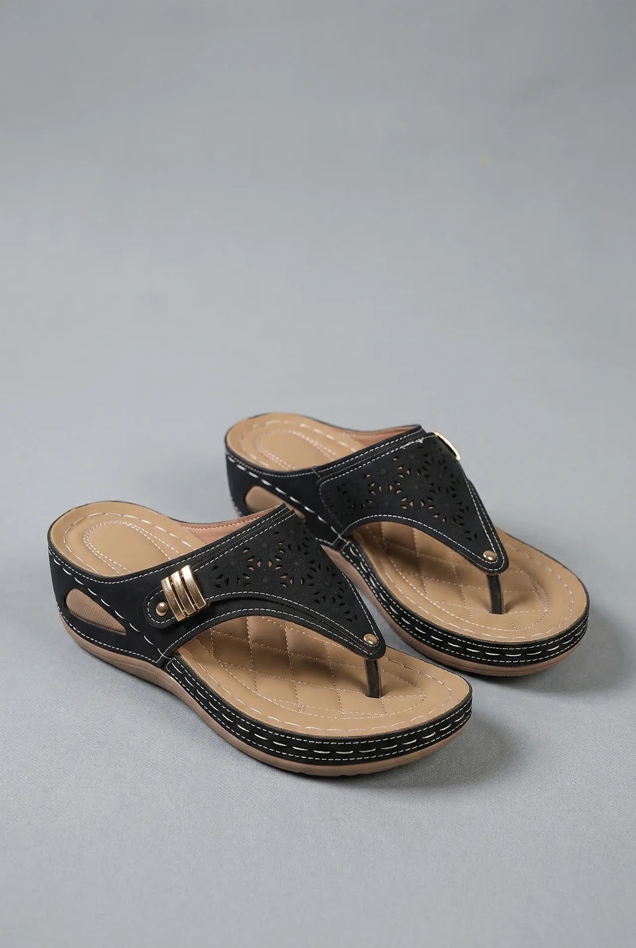 Wide Fit Walking Sandals Women Wedge Toe Post