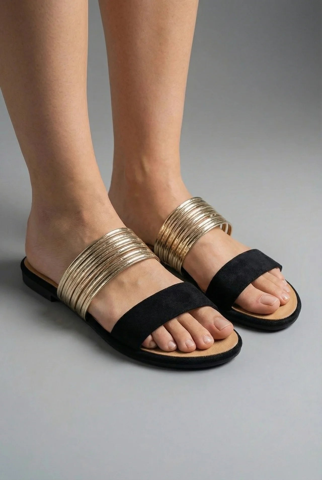 Multi Strap Comfortable Slip On Flat Slide Sandals Women