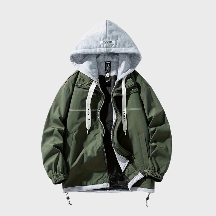 Men's Hooded Windbreaker Jacket Streetwear Style