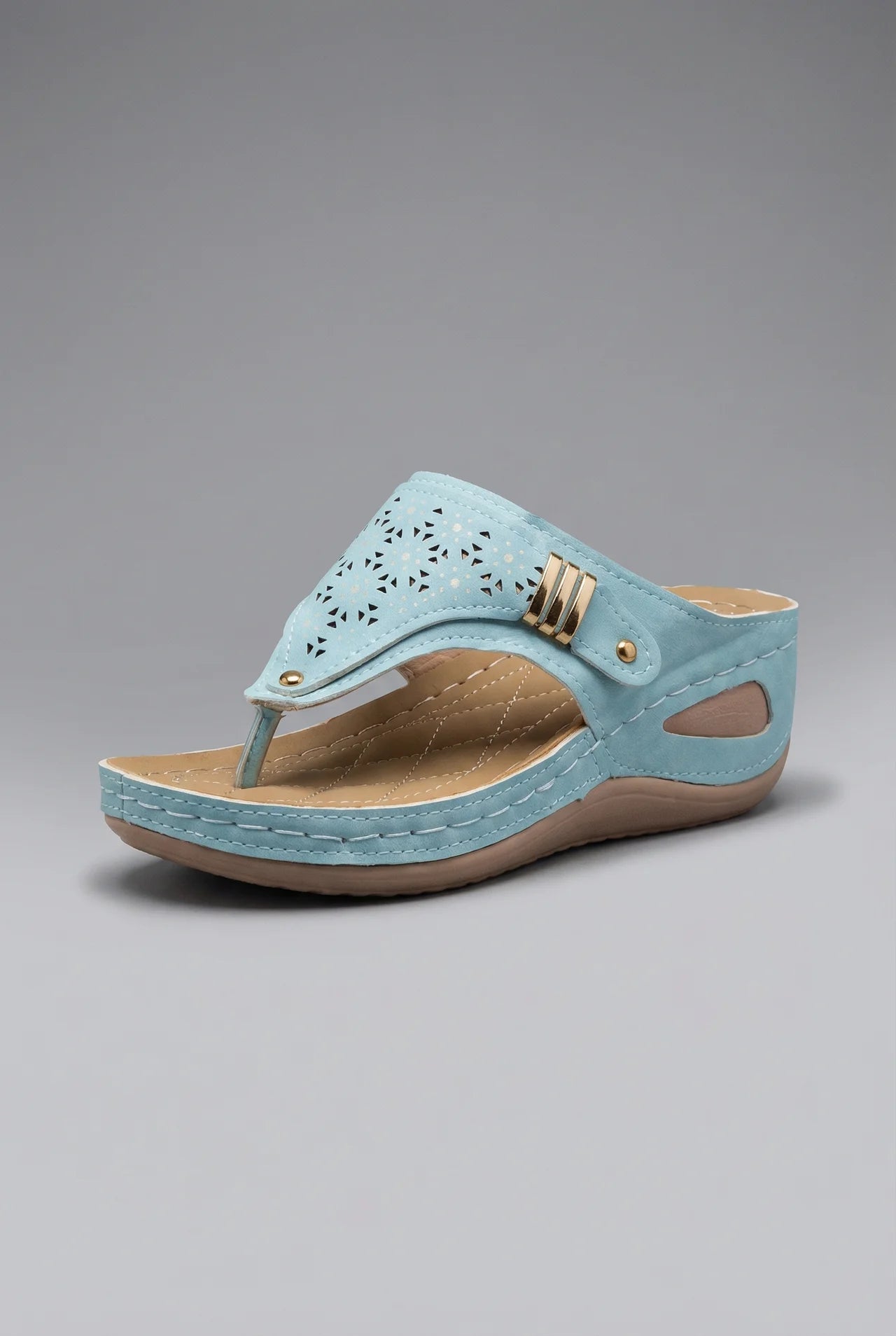 Wide Fit Walking Sandals Women Wedge Toe Post