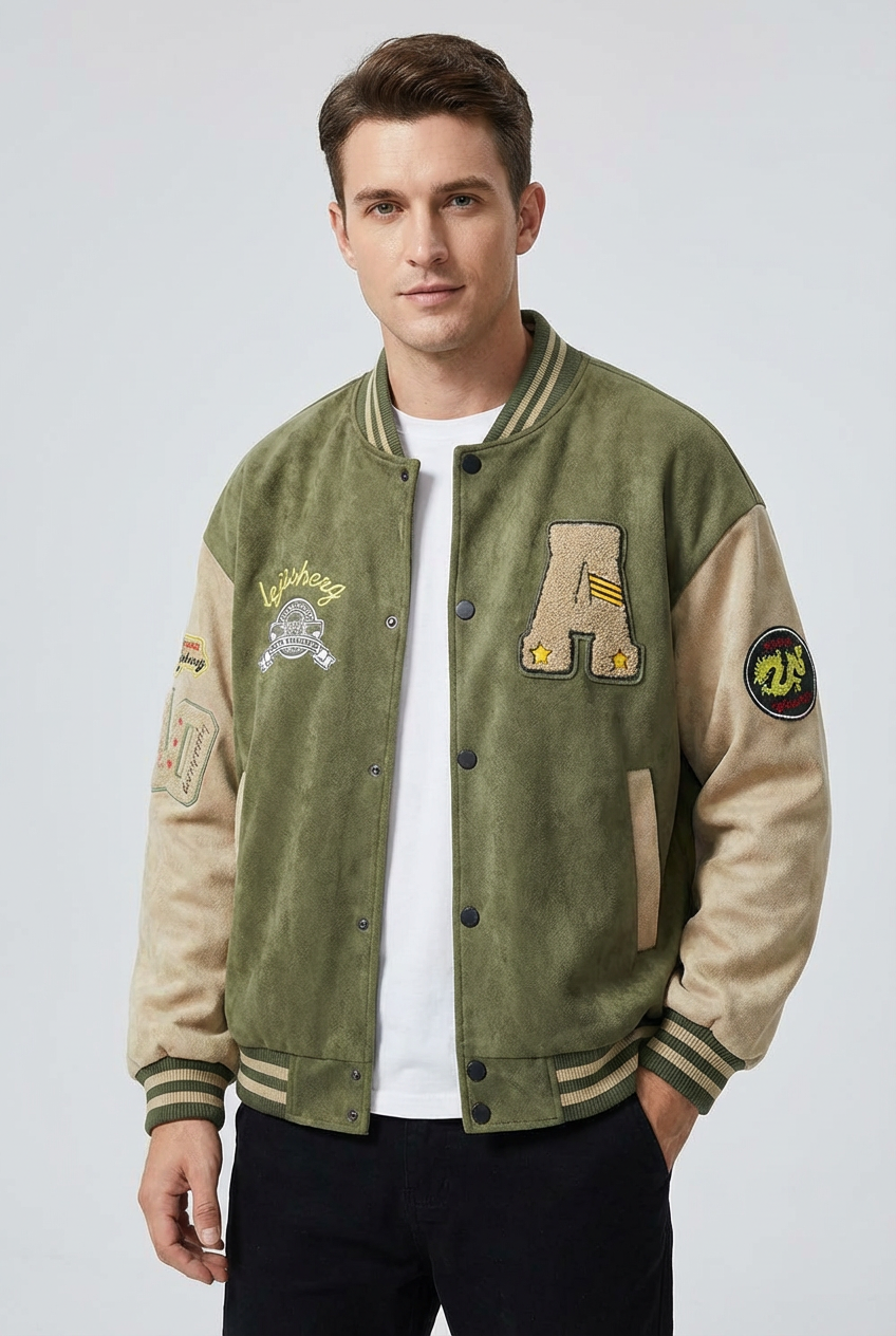 Men’s Trendy Patchwork Baseball Jacket