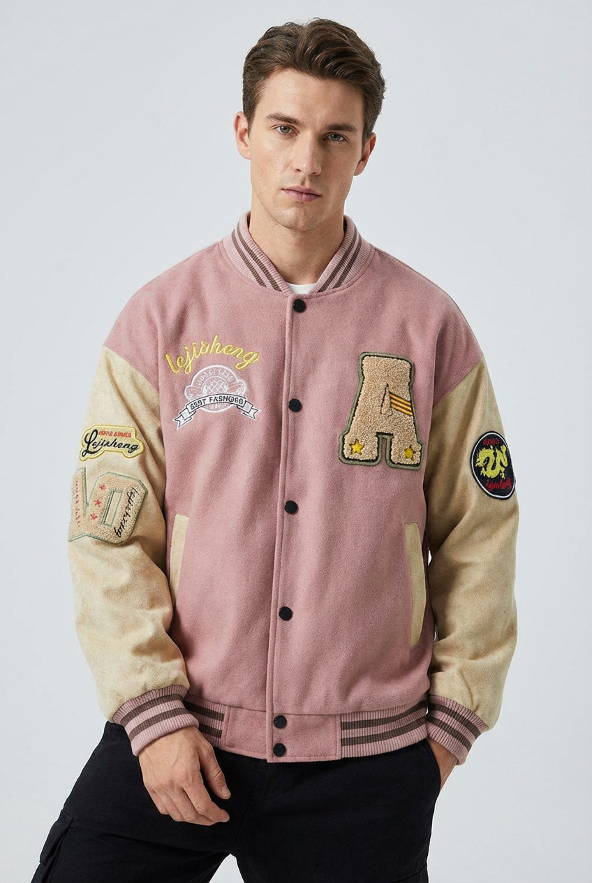 Men’s Trendy Patchwork Baseball Jacket