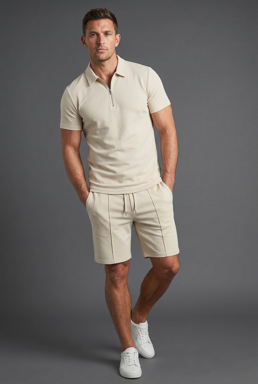 Smart Casual Polo Shorts Summer Co-Ord Set Men