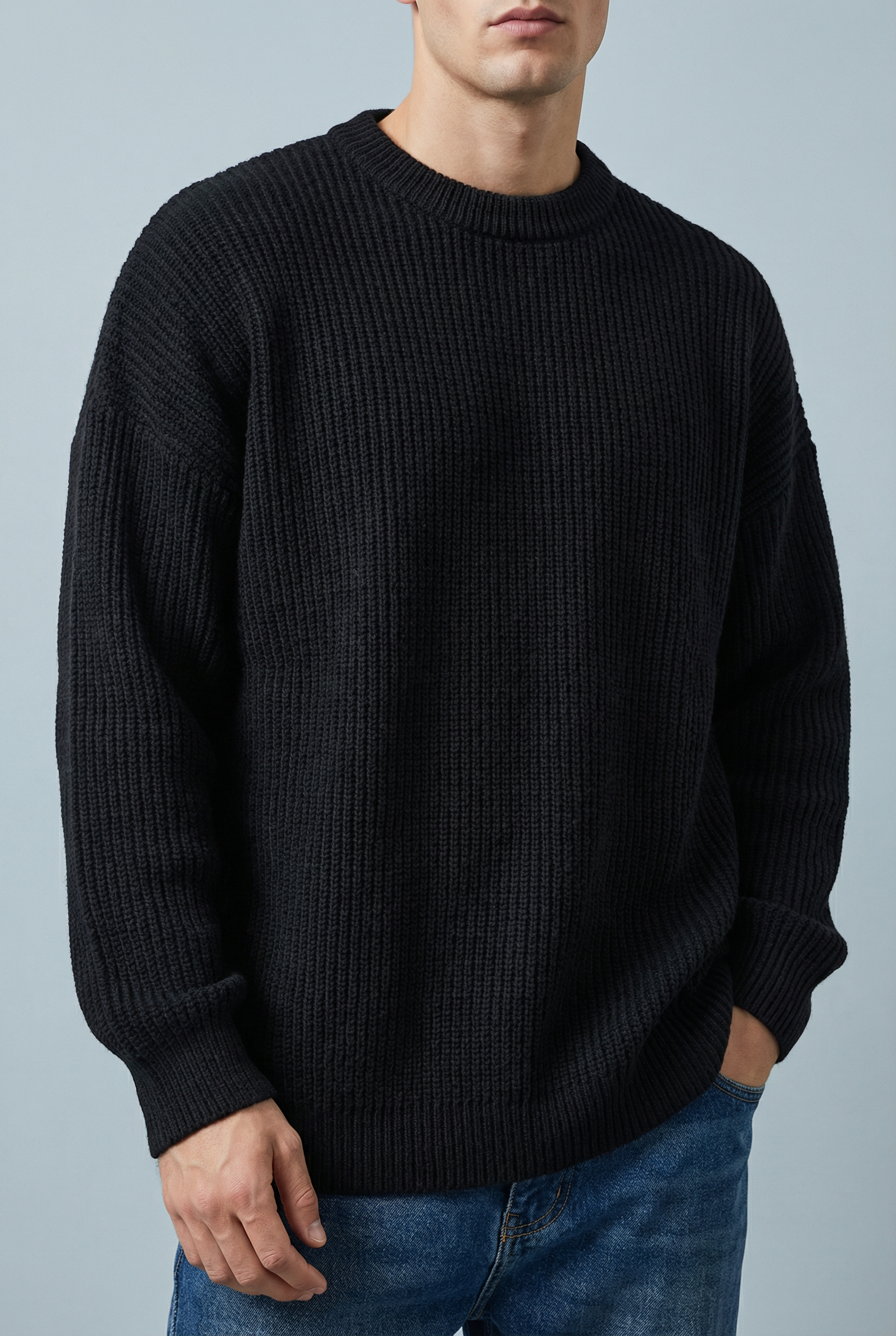Men's Minimalist Relaxed Rib Crew Neck Sweater