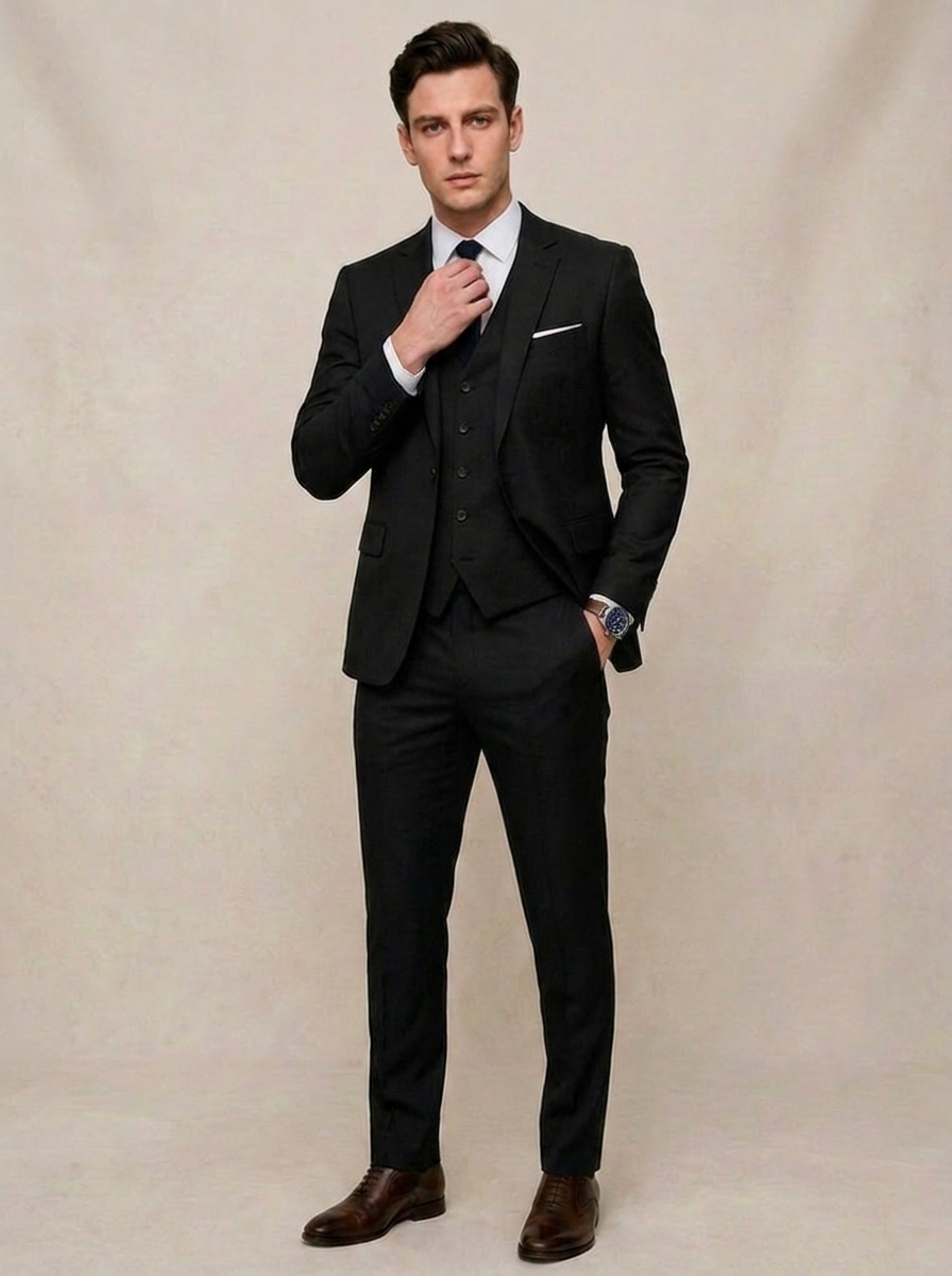 Three Piece Tailored Tie Suit Men