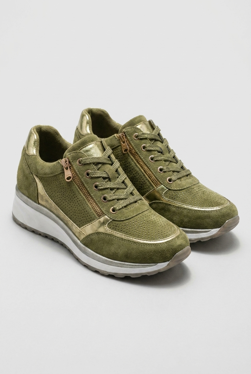 Everyday Breathable Zip Lace Platform Trainers Women