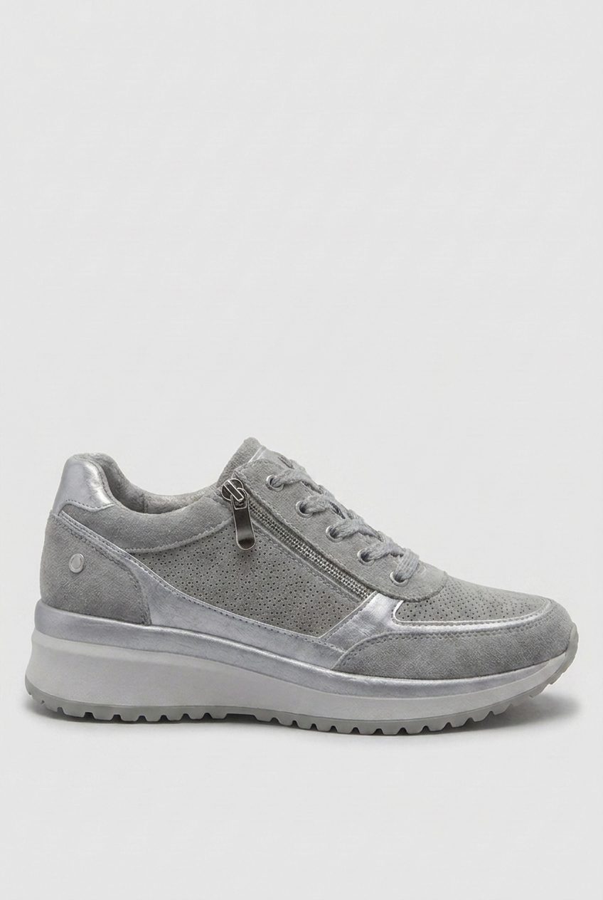 Everyday Breathable Zip Lace Platform Trainers Women
