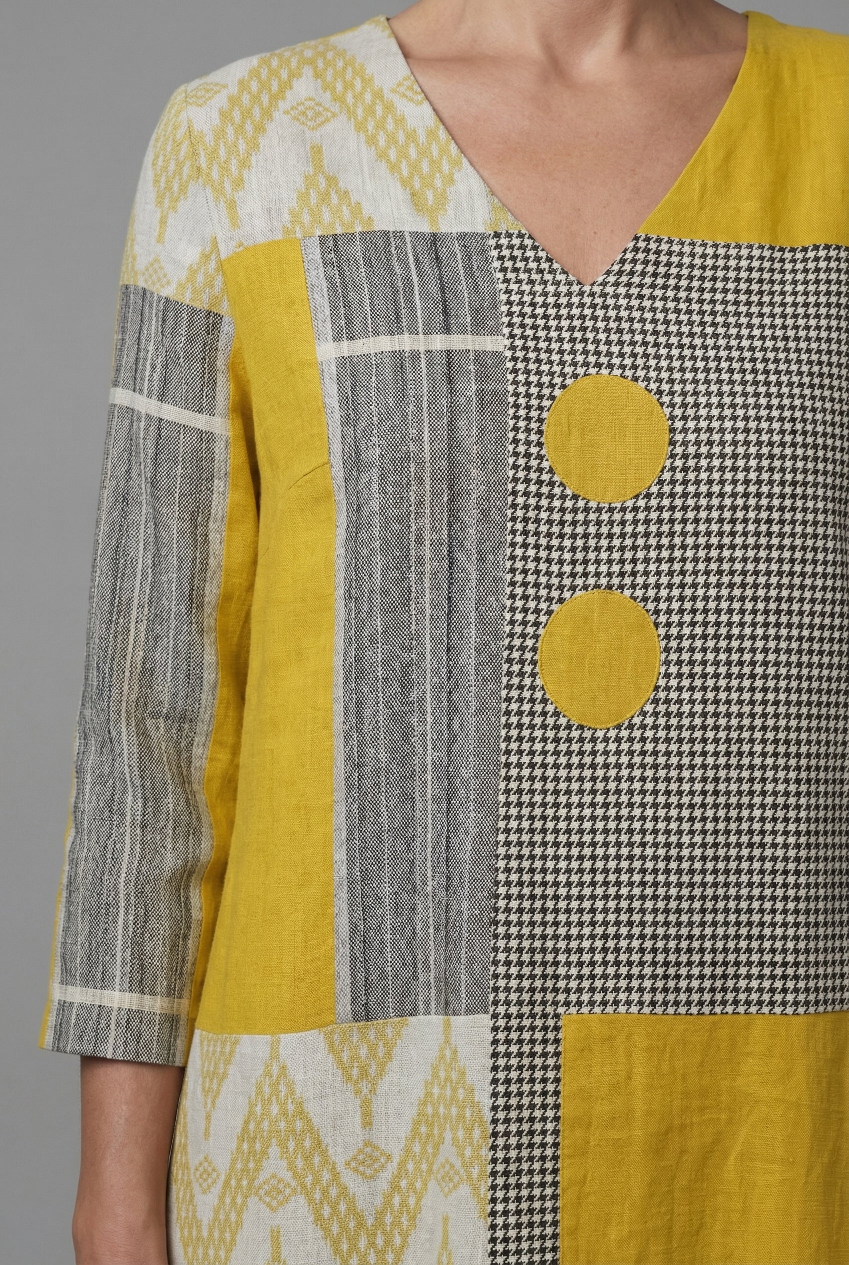 Long Sleeve Patchwork Midi Dress Women