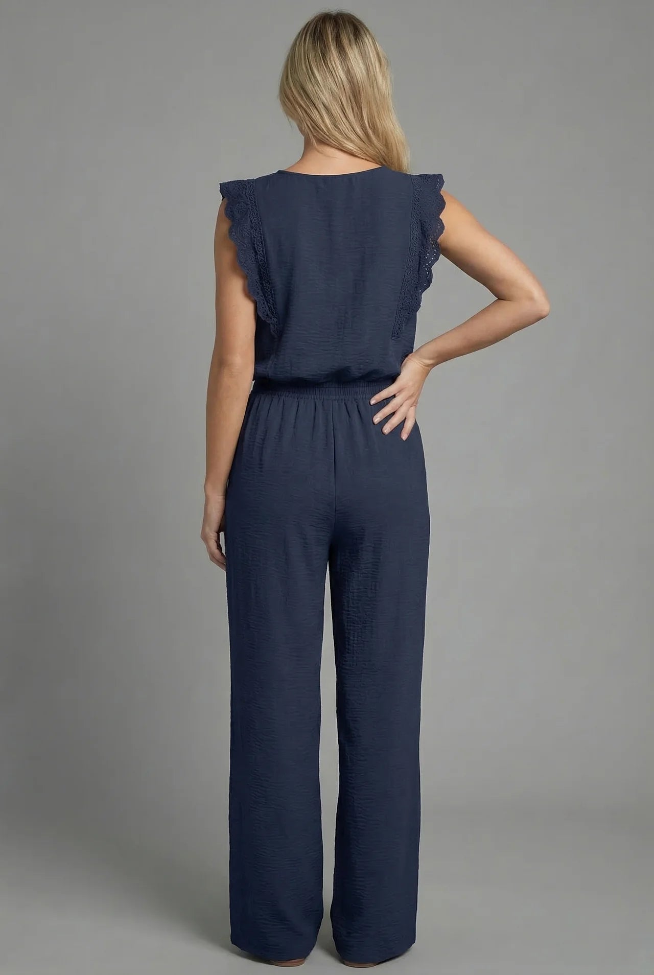 Summer Co-Ord Set Wide Leg Lace Trim