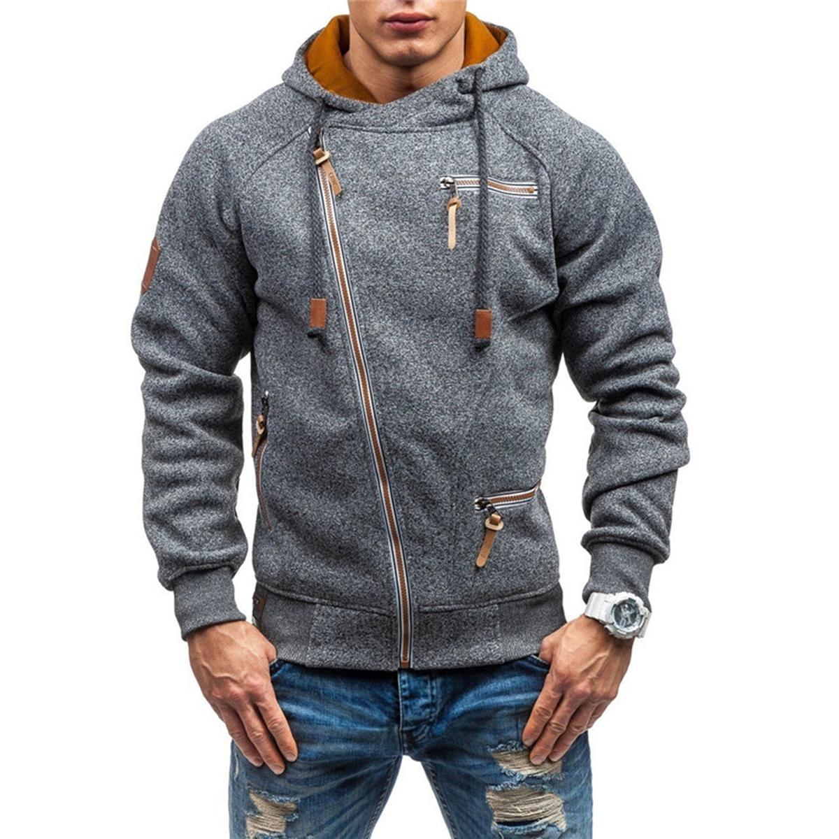 Casual Fleece Hoodie With Pockets And Adjustable Hood For Men