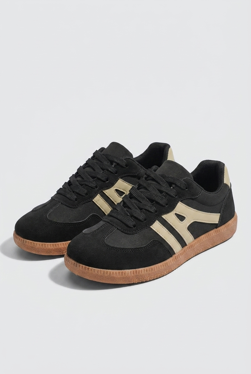 Two-Tone Lace-Up Low-Top Casual Trainers Women