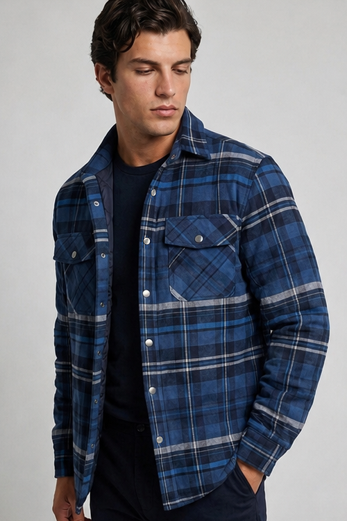 Checkered Flannel Overshirt With Chest Pockets Men
