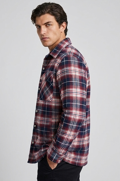 Checkered Flannel Overshirt With Chest Pockets Men