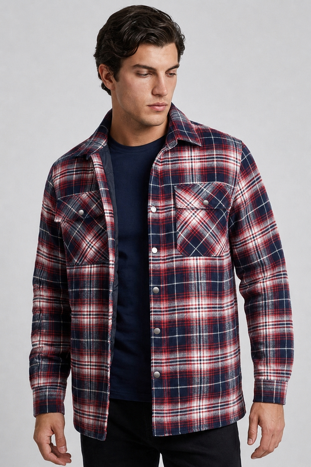 Checkered Flannel Overshirt With Chest Pockets Men
