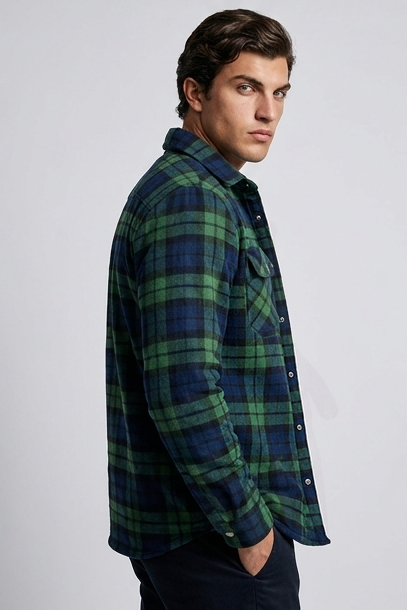 Checkered Flannel Overshirt With Chest Pockets Men