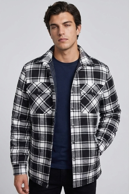 Checkered Flannel Overshirt With Chest Pockets Men